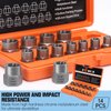 XEWEA 14PCS Bolt Extractor Set, 3/8" Drive Impact Stripped Bolt Remover Extractor Socket Set for Removing Damaged Broken Rounded Off Bolt & Nut Remover Set with Storage Case
