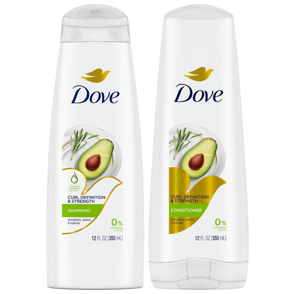 Dove Moisturizing Shampoo & Conditioner Set, Curl Definition & Strength – Curly Hair Products for Women, 12 Oz Ea