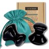 THIS HIPPIE GIRL Gua Sha Mushroom Set, Jaw Sculpting Tools, Obsidian Stone Facial Toning and Yoga Sculpt Massage Tool, 2 Gua Sha Mushrooms for Skin and Facial Treatment, Obsidian Stone Facecare Tools