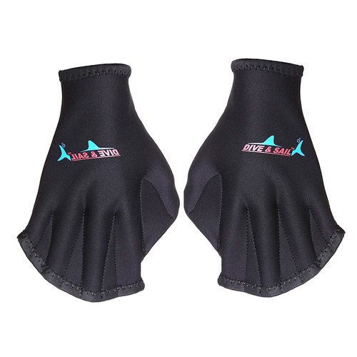 WINOMO 1 Pair Webbed Swimming Gloves Aquatic Traning Fit Paddles Water Resistance Diving Hand Web (Black)