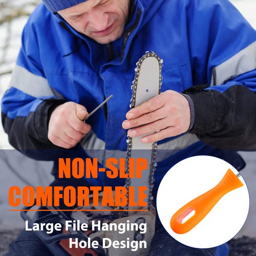 Chainsaw Chain Sharpening File Chainsaw Sharpener File Round Sharpening File Steel Chainsaw File with Plastic Handle for Chainsaw (3, 5/32, 7/32, 3/16 inch)