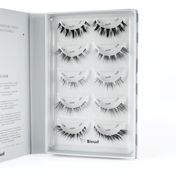 Sicurl The Day&Night Lashes Pack, 5 different mixed eyelash styles, Individual Lashes, Easy to Apply, No Lash Glue Included, 5 Sets of Eyelashes
