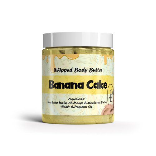 Jersey Botanical - Banana Cake Whipped Body Butter 8oz. With Shea Butter Mango Butter Cocoa Butter Creamy Natural Smooth Long-lasting Intense Moisturizer