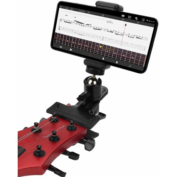 LMS Guitar Head Phone Holder Cell Phone Stand Clamp Phone Mount with 1/4 Ball Head Adapter Universal Guitar Head Clip for Bass Ukulele Multifunctional Clip Phone Holder