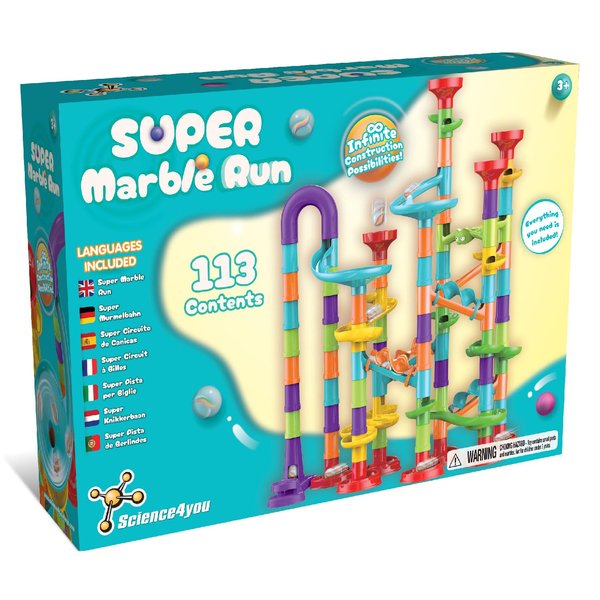 Science4you Super Marble Run - Marble Games for Kids, 113 Pieces and Marbles Included, Educational Stem Toys for 3+ Year olds, Gift for Boys and Girls
