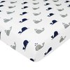 TL Care 2 Pack Fitted Pack N Play Playard Sheet 27" x 39", Soft Breathable Neutral 100% Cotton Jersey Pack and Play Sheet, Navy Whale/Gray Zigzag, for Boys and Girls, Fits Most Mini Crib