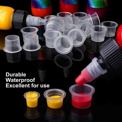 Yuelong 300pcs Mix Tattoo Ink Caps Cups Disposable Pigment Cups Caps Plastic Microblading Cups for Makeup Tattoo Ink Pigment