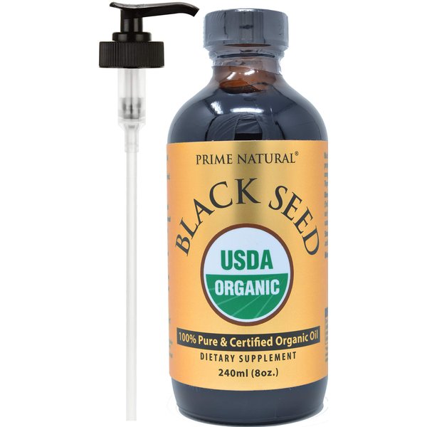 Organic Black Seed Oil 8oz | Cold Pressed Unrefined High Thymoquinone USDA Certified | Turkish Origin Potent Pure Nigella Sativa Liquid | Vegan Omega 3 6 9, Antioxidant, Immune Boost, Joints, Skin