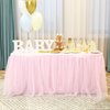 108inch Pink Tulle Table Skirt for 4/6/8ft Rectangle Round Tables, 2-Layer Ruffle Princess Pink Tulle Tutu ClothTable Skirts for Birthday Party Baby Shower Cake Dessert Tables(No Table Cover)