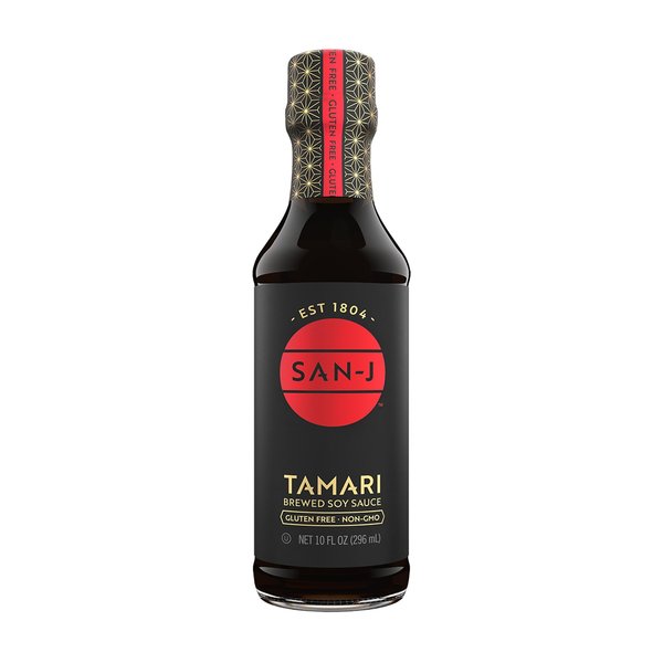 San-J - Gluten Free Tamari Soy Sauce - Specially Brewed - Made with 100% Soy - 10 oz. Bottle