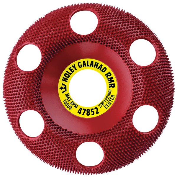 King Arthur's Tools Original and Patented Round Medium Red Holey Galahad Tungsten Carbide Disc for Woodworking, Shaping, and Smoothing - Fits most Standard 4 1/2", 115-125mm Angle Grinders #47852 RMR