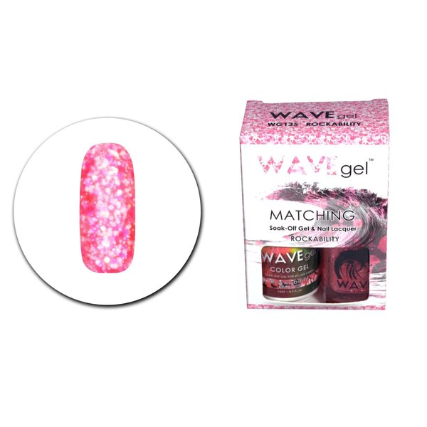 WAVEGEL Soak-0ff Gel & Nail Lacquer Matching Duo Set - Rockability - WG135-135 I 0.5 Oz