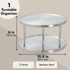 Juvale 2 Tier Lazy Susan Turntable Organizer for Cabinet, Revolving Spice Rack Carousel for Kitchen Pantry Storage, Stainless Steel (10.5 in)