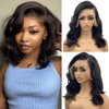 Pazat Bob Wig Human Hair - Short Wigs Human Hair for Women 13X4 HD Lace Front Wigs Human Hair Pre Plucked with Baby Hair 180 Density Glueless Body Wave Lace Front Wigs Human Hair Natural Black 12 Inch