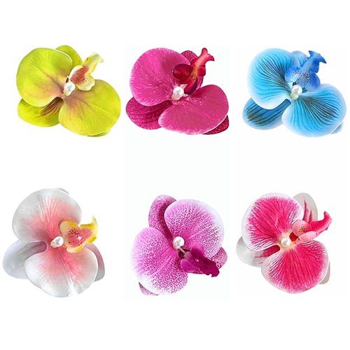 Kinteshun Hawaiian Flower Hair Clip Fabric Artificial Flower Alligator Hair Clip Hairpin Barrette Headdress Bobby Pins Headwear Hair Accessories for Beach Holiday Party (Butterfly orchid)