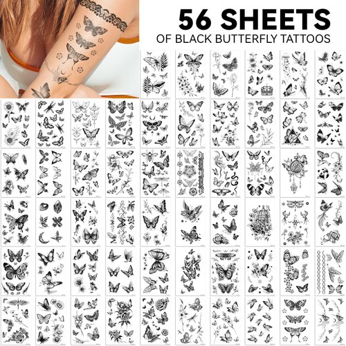 EMOME 700+ Styles Butterfly Temporary Tattoos for Women,112 Sheets Fake Tattoos That Look Real and Last Long,Tiny Waterproof Colorful Butterfly Tattoos and Arm Neck Hand Tattoo Stickers for Adults Girls