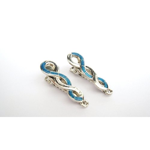 Generic 2 small turquoise blue stone silver alligator hair clip barrettes fine hair