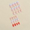 4th of July Decoration for Nails Fake Nails Five Pointed Stars Cherry Designs French Tip Press on Nails，Full Cover Almond Artificial Fingernails Nail Decoration Nails for Women Independence Day