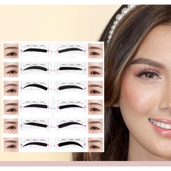 12 STYLE/SHAPE SELF ADHESIVE EYEBROWS STENCIL - 26 pcs pads x 2 eyebrows stencil on every pad.