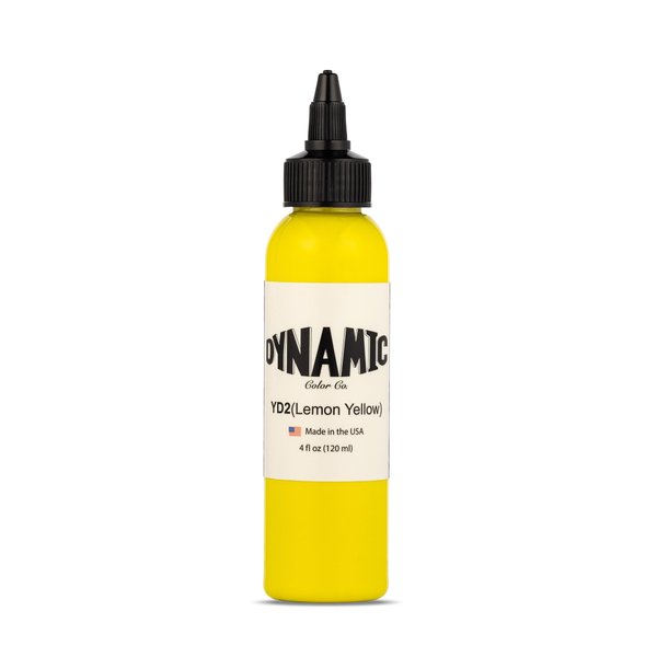 Dynamic Color CO- Lemon Yellow Tattoo Ink (4oz Bottle): Vibrant, Sterilized, Vegan & USA-Made Since 1990 – Trusted by Artists Worldwide