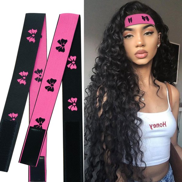 DinkyTims Wig Band 2PCS Elastic Wig Bands for Keeping Wigs in Place Lace Melting Band for Wigs Edges Adjustable Elastic Band for Wig Melt Band for Lace wigs front Edge Wrap to Lay Edges