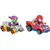 Hot Wheels RacerVerse Toy Cars 2-Pack, Set of 2 Die-Cast Vehicles with Character Driver, Optimized for Track Performance : Spider Man & Green Goblin