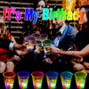 mishunyus 24 Pcs Glow Birthday Party Supplies,Birthday Squad Party Cups,Birthday Decorations Party Favor for 21st 30th 40th 50th 60th Night Event,16oz Cups(Birthday Squad & It's My Birthday)