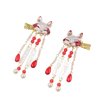 GUDEKIKL 2Pcs Cartoon Animal Tassel Hairclips, Vintage Chinese Hanfu Hairpin, Creative Bead Tassel Hair Barrettes, Japanese Cosplay Props Women Headwear