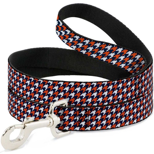 Dog Leash Houndstooth Navy Orange White 4 Feet Long 0.5 Inch Wide
