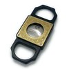LP CIGARS Guillotine Cutter Elegant Stainless Steel Blade, Gold Zinc Alloy Metal with Black Patterned Brass (BLACK)