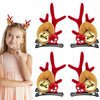 2 Pairs Christmas Hair Clip Red Hair Barrette Christmas Reindeer Hair Clip Bells Antler Pair Clip for Women Christmas Hair Accessories for Christmas Party