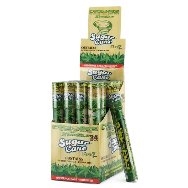 CYCLONES PRE Rolled Cone XTRASLO DANK7 TIP Sugarcane Flavor Pack of 24