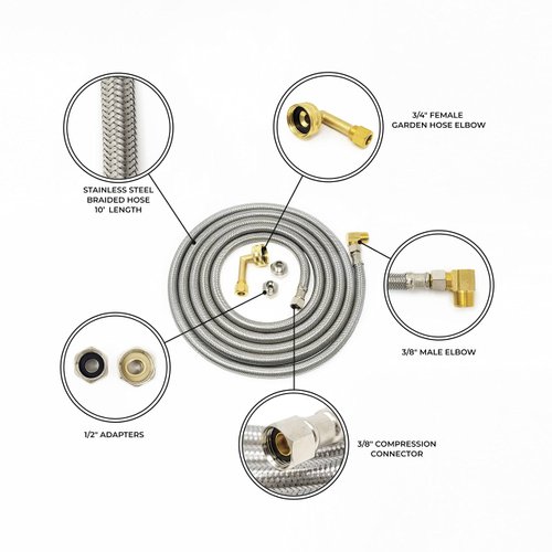 Dishwasher Hose Installation Kit - Premium Stainless Steel - Burst Proof Water Supply Line with 3/8" Compression Connections from Kelaro