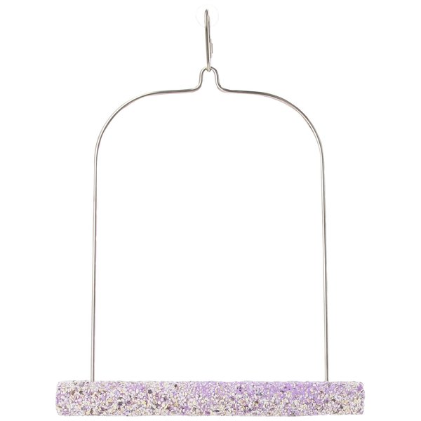 PENN-PLAX Bird-Life Trimmer Plus Cement Bird Swing – Naturally Trims Nails & Beak – Assorted Colors – 7” Wide