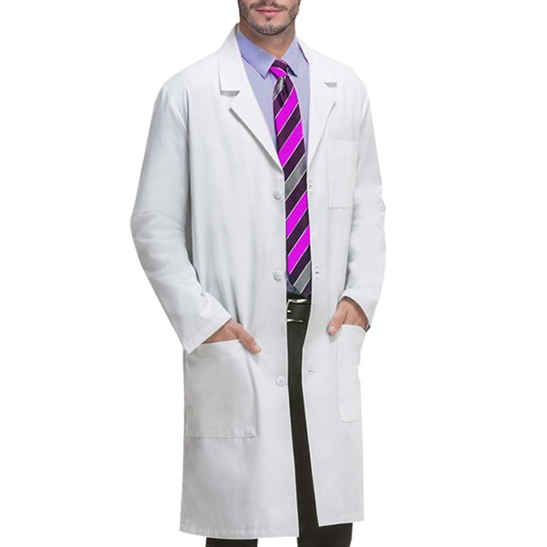 VOGRYE Professional Lab Coat for Men Women Long Sleeve, White, Unisex L