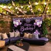 WVMNQO 6 * 3.6ft Happy Birthday Banner, Purple Birthday Gifts for Women and Girls, Reusable Birthday Decorations, Durable Party Decorations Backdrop, Perfect Party Supplies Photography Background