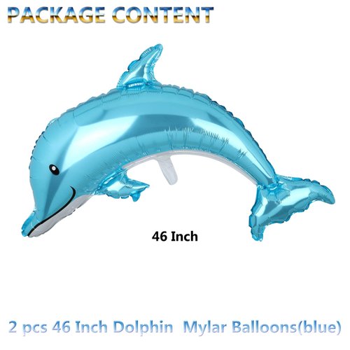 2 Pcs Dolphin Shape Splash Giant Foil Mylar Balloons Birthday Party Decorations Kids Gift