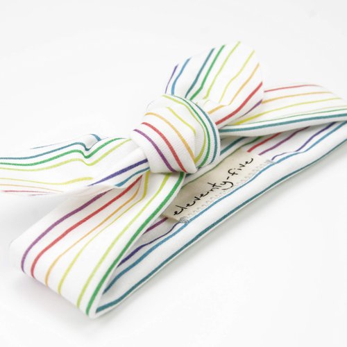 Organic Knotted Adjustable Headbands for Baby Girls - Rainbow Stripes