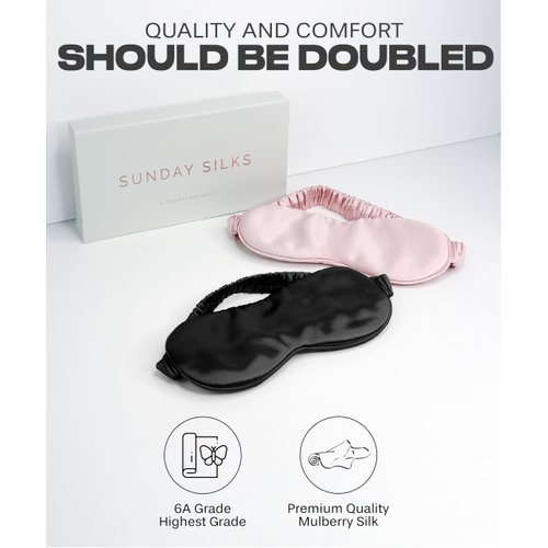 Silk Sleep Mask for Women and Men - Silk Eye Mask, Weighted Eye Mask for Sleeping, Blindfold, Eye Covers, Silk Eye Sleeping Mask, Cooling Eye Mask for Better Sleep - includes 2 Sleep Masks