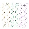 Mefuny Pack of 30 Purple Gold Green Hanging Swirl Decorations Mardi Gras Sparkly Streamers Foil Swirls for Ceiling Decorations Party Supplies