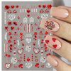 Valentines Day Nail Art Stickers Decals, Love Heart Nail Decorations, 3D Self-Adhesive Laser Red White Hearts Roses Lips Nail Supplies, Valentines Nail Accessories for Women Girls 8 Sheets