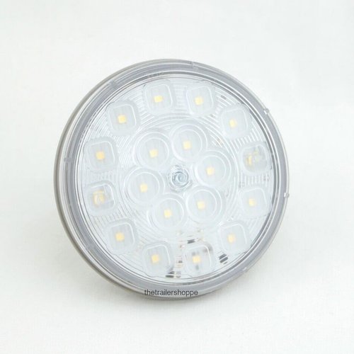 M42324DV 18 4" Round White Back Up Light Reverse Trailer 12/24 Dual Voltage M42324-DV