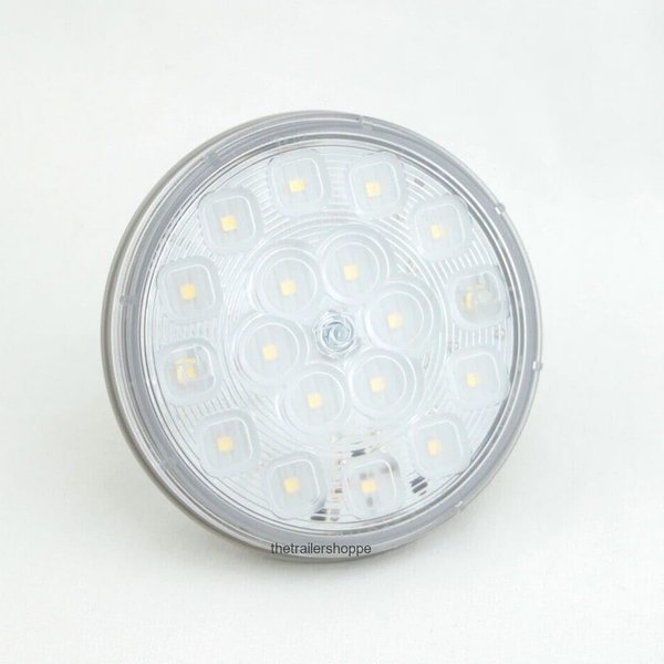 M42324DV 18 4" Round White Back Up Light Reverse Trailer 12/24 Dual Voltage M42324-DV