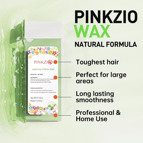 PINKZIO 3 Packs Jasmine Roll On Wax, Hair Removal Wax Cartridge, Body Waxing, 3.52 Oz/Pack