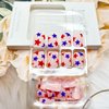 24Pcs 4th of July Press on Nails Short Square Fake Nails with American Flag Patriotic Five-Pointed Star Design Glue on Nails Red White Blue Cute Acrylic Nails Independence Day False Nails for Women