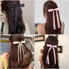 Ribbon Hair Bows for Women Girls, 10PCS Hair Ribbon Bows Hair Clips with Bowknot Long Tail Tassel Bows Ribbons for Hair Barrettes (Black, White, Wine Red, Beige, Pink)