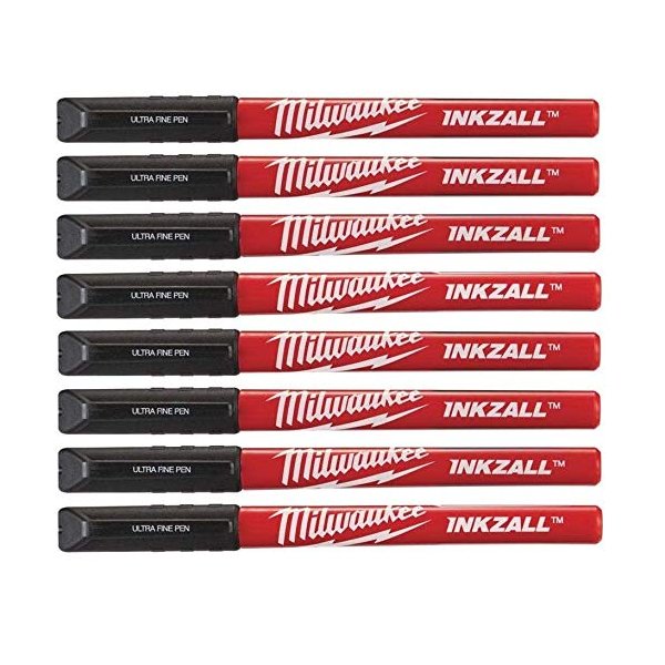 Milwaukee 48-22-3164 Inkzall Black Ultra Fine Point Pens, 2 Packs Of 4 Pens in Each