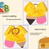 2PCS Back To School Hair Bows Tie Pencil Bows Yellow Pencil Cheer Hair Bow Ties with Elastic Pencil Ponytail Holder Cheerleader Hair Accessories for First Day of School Kindergarten Girls