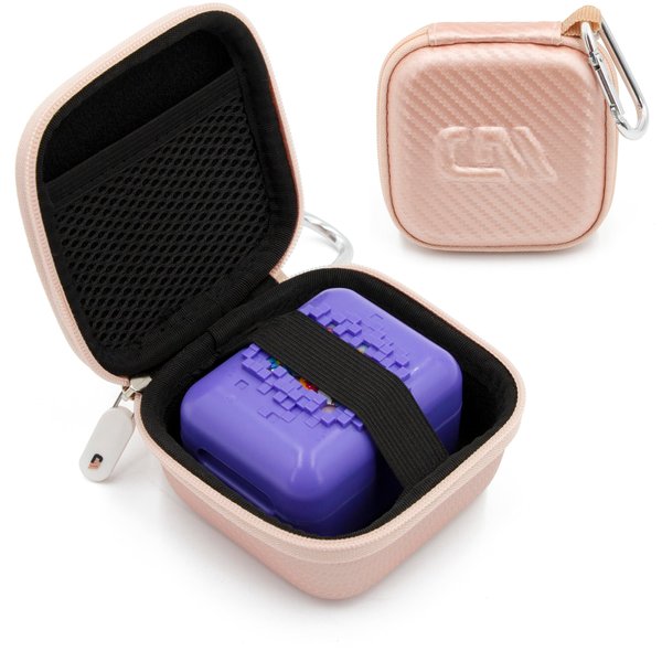 CASEMATIX Travel Case Compatible with Bitzee Interactive Magicals Digital Pet, Rose Gold Carry Case with Clip on Carabiner, Device Not Included