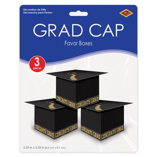 Grad Cap Favor Boxes-Black